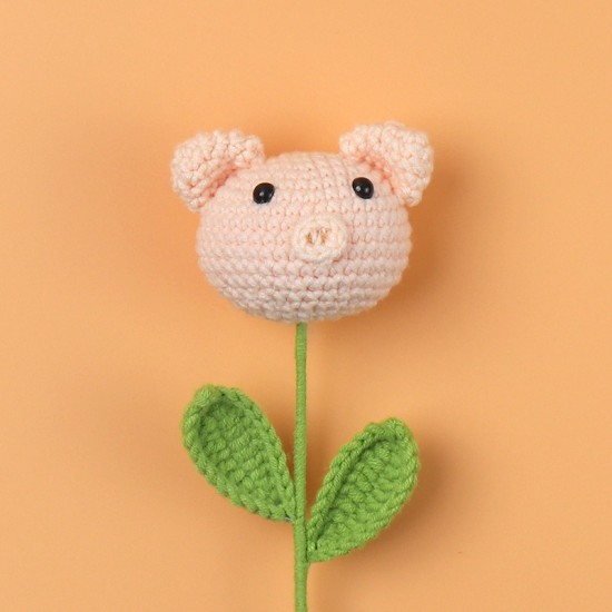 Cute Knit Handmade Rabbit Carrot Panda Frog Dragon Flower Crochet Bouquet