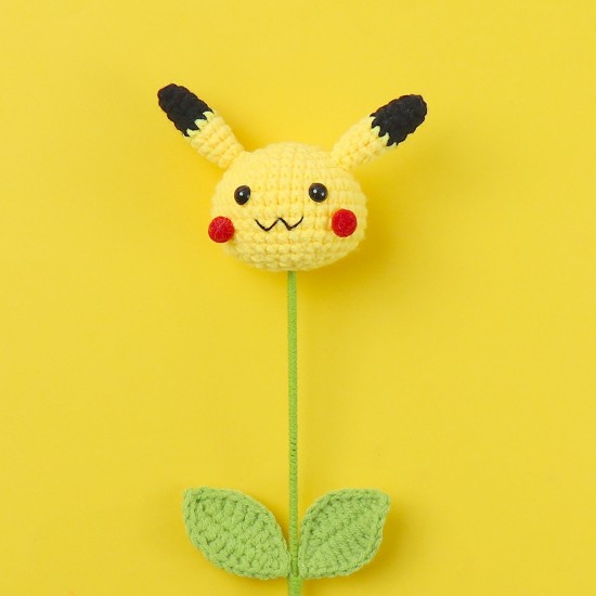 Cute Knit Crochet Pikachu Strawberry Bear Flower Bouquet