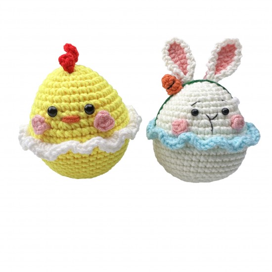 Handmade Crochet Bunny Easter Egg Chick Doll Toy Kit Set