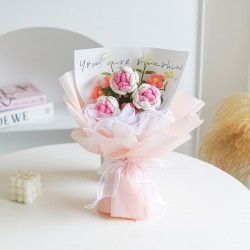 Pink White Rose Bouquet Crochet Flower
