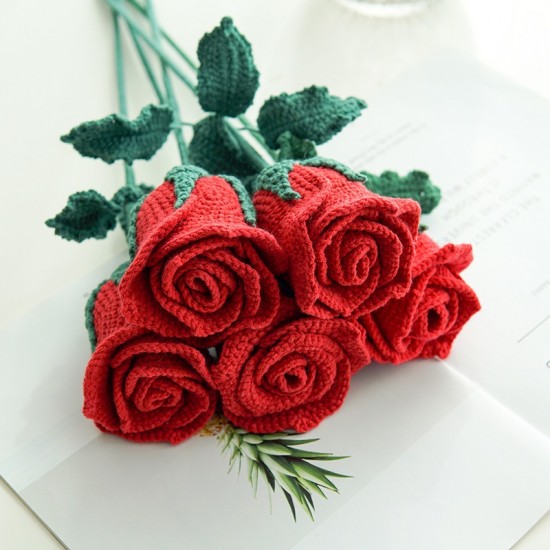 Valentine's Day Red Rose Handmade Crochet Flower