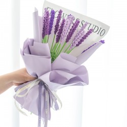 Artificial Plant Handmade Lavender Crochet Flower Bouquet