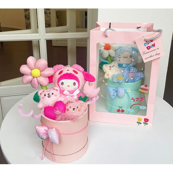Sanrio Melody Purin Cinnamoroll Kuromi Hello Kitty Plush Doll Bouquet Flowers 