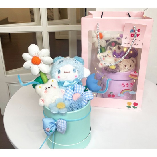 Sanrio Melody Purin Cinnamoroll Kuromi Hello Kitty Plush Doll Bouquet Flowers 