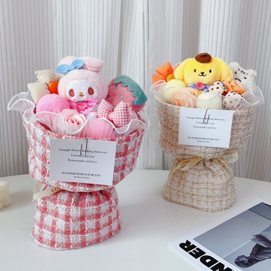 Lovely Sanrio My Melody Plushie Flower Doll Bouquet for Valentine's Day gift