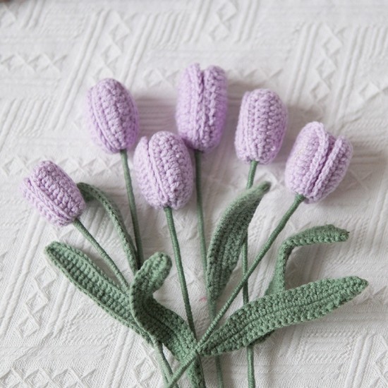 Wholesale Artificial Tulip Crochet Flowers Bouquet
