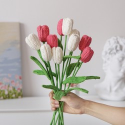 Wholesale Artificial Tulip Crochet Flowers Bouquet
