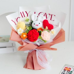 Mother's valentine's day gift bunny crochet flower bouquet 