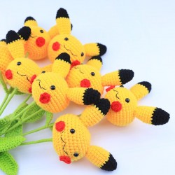 Handmade Crocheted Cartoon Pikachu Flower Bouquet