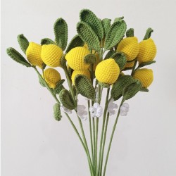 Yellow Handmade Crochet knitting Artificial Fruit Flower Bouquet