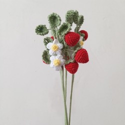 Cute Knit Handmade Straberry Flower Crochet Bouquet