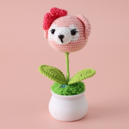 Handmade Lovely Mini Crochet Animal Pikachu Hello Kitty Sanrio Potted Plant