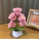 Mini Decoration Knitted Artificial Flower Office Decoration Crochet Tuilip Potted Plant