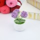 Mini Fashion 3pcs Head Knitted Flower Rose Crochet Potted Plant