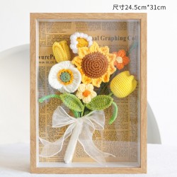 Handmade Knitted Gifts Sunflower Crochet Flower Frame