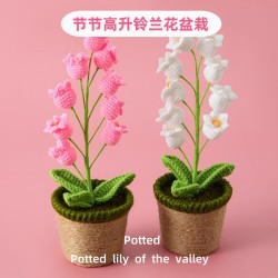 Handmade Artificial Crochet Valley Flowers Pot
