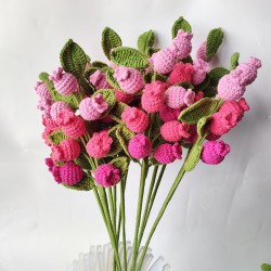 Artificial Knitted Flower Eternal Bouquet Wool Crochet Blueberry Flower