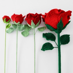 Wholesale Handmade Artificial Red Crochet Rose Flower