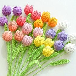 Artificial Knitted Handmade Tulip Crochet Flower
